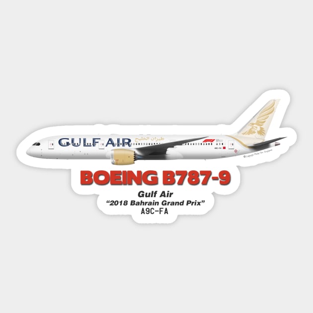 Boeing B787-9 - Gulf Air "2018 Bahrain Grand Prix" Sticker by TheArtofFlying